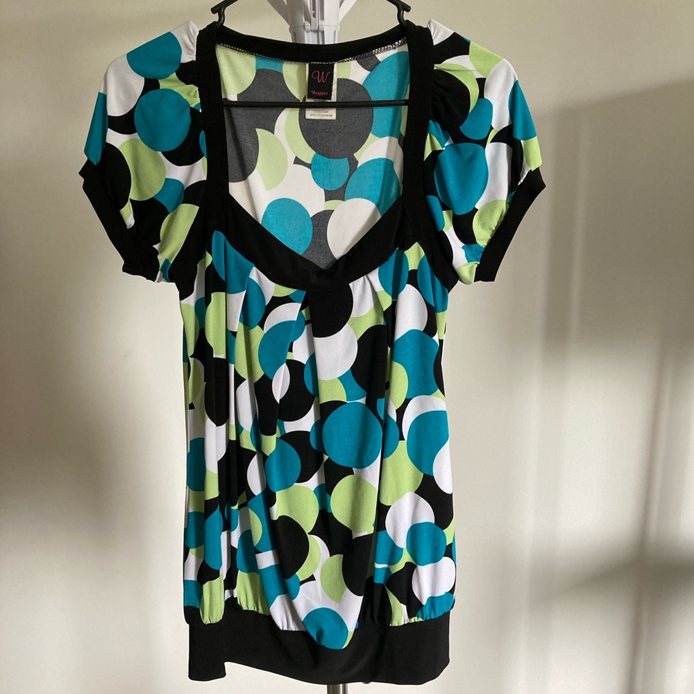 Blue and Green Circle Top